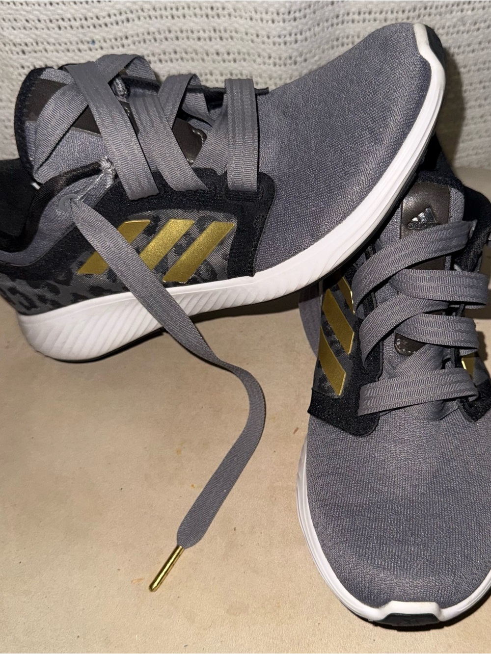 adidas Kids Gray and Gold Sneakers